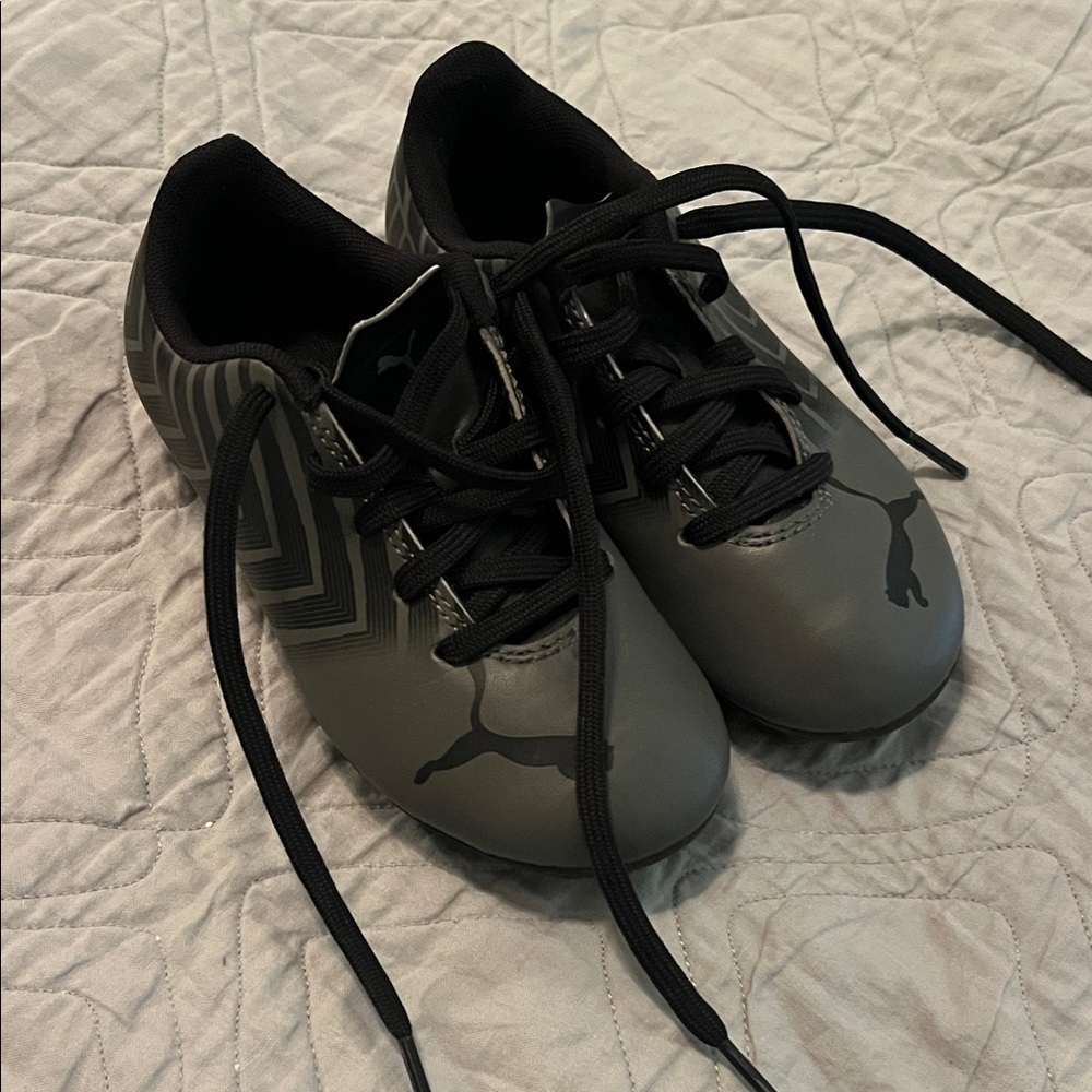 Puma Gray and Black Youth Soccer Cleats